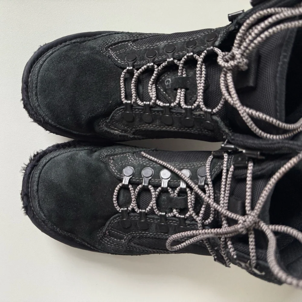 UGG Kids Black Suede Lace-Up Winter Boots